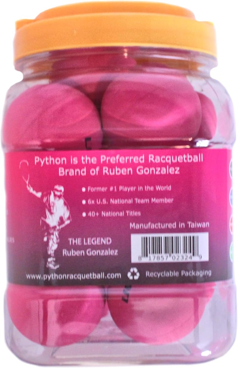 Python Racquetball Python (Pink) Racquetballs (Super Fast w/Optimal Visibility)(Value Pack - 12 Ball Jug) - Image 2